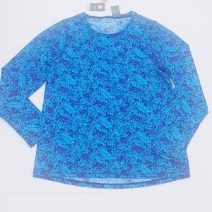 L.L.Bean | UPF 50+ Blue Floral Sun Shirt Coverup S